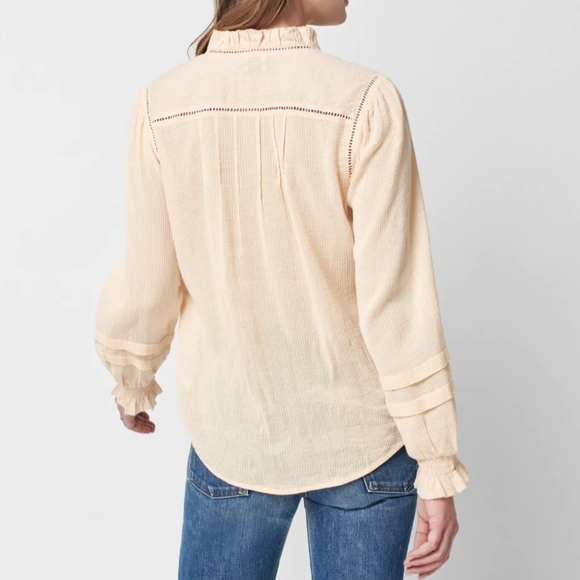 Faherty Willa Button Front 100% Organic Cotton Long Sleeve Vanilla Cream M NWT - Picture 9 of 16